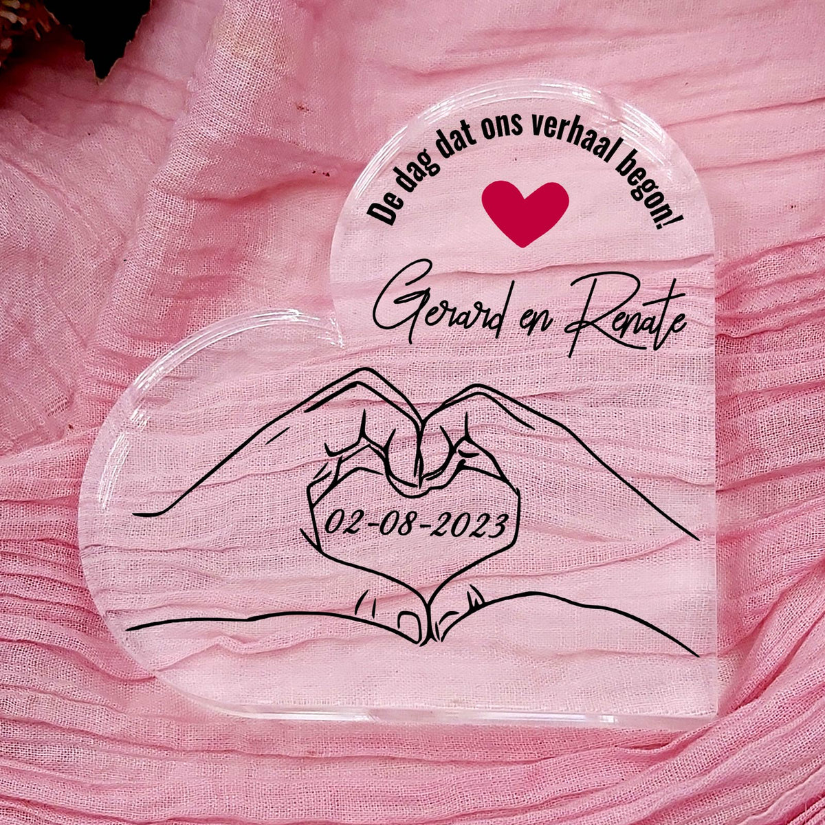 Liefdeshanden - Hart van Plexiglas - Bella Mia