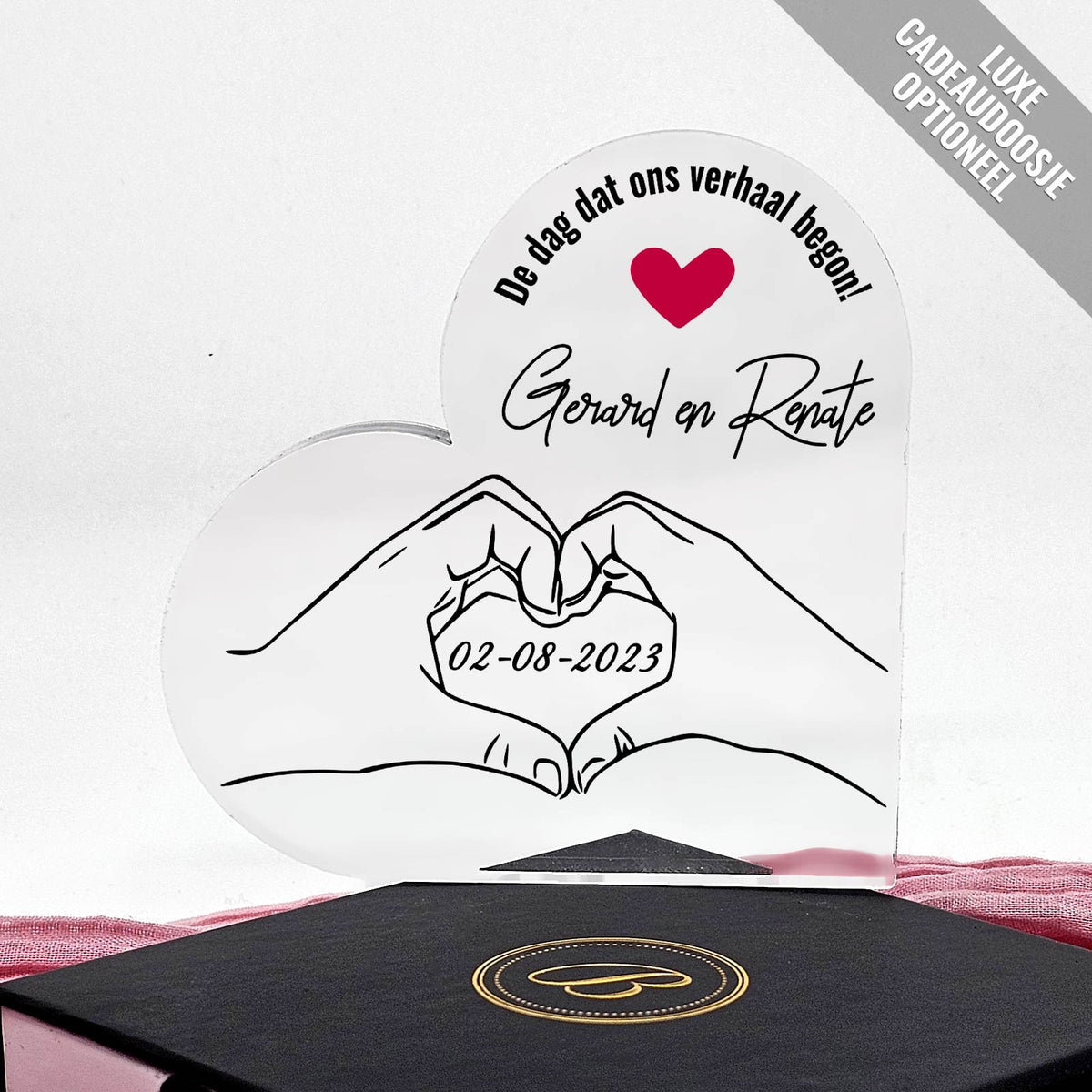 Liefdeshanden - Hart van Plexiglas - Bella Mia