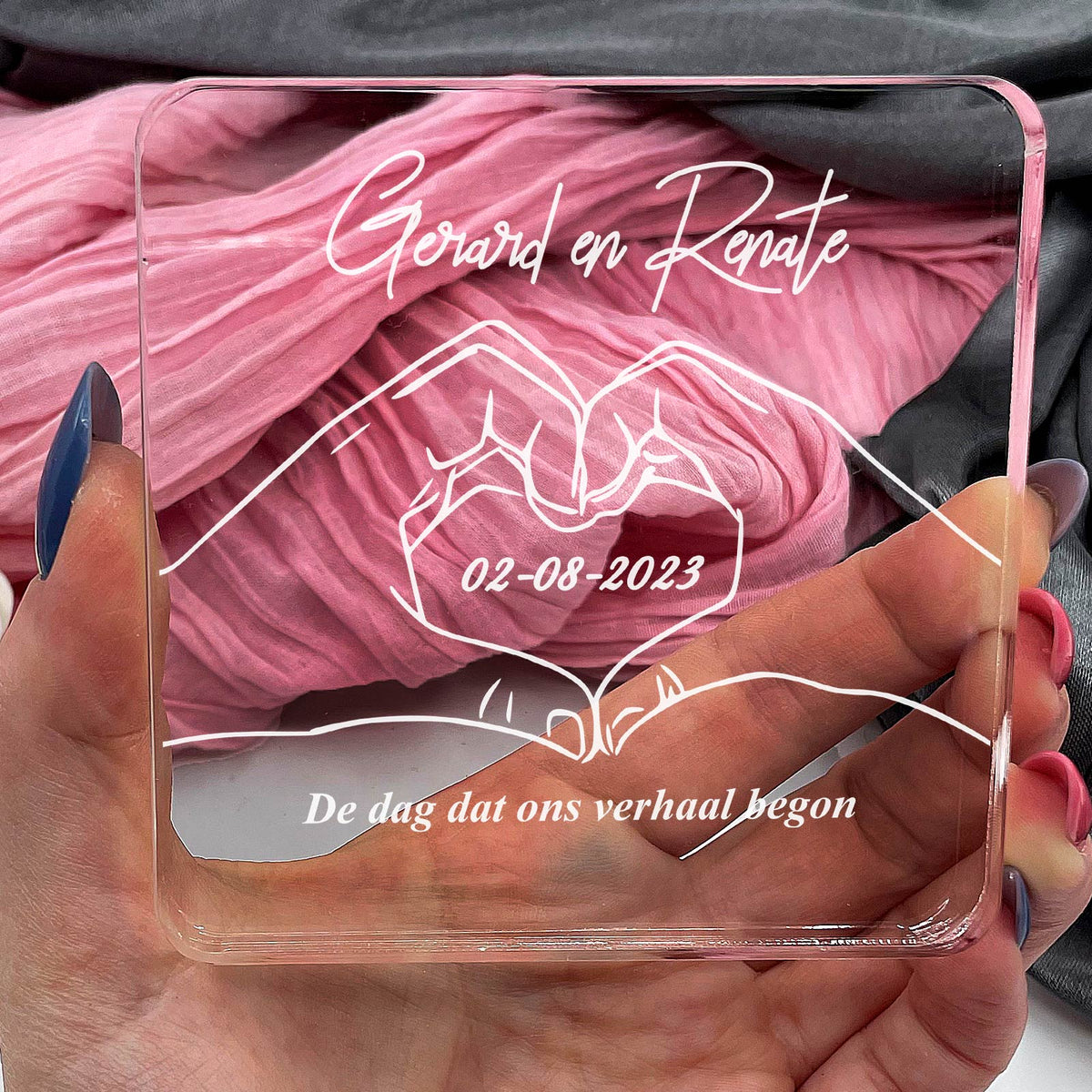 Liefdeshanden op Plexiglas - Bella Mia