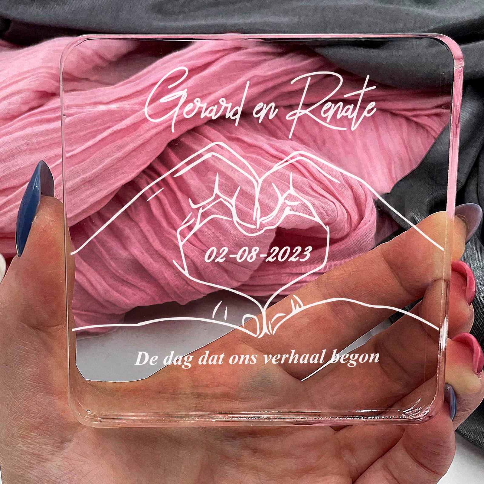 Liefdeshanden op Plexiglas - Bella Mia