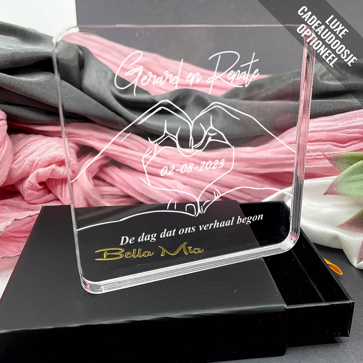 Liefdeshanden op Plexiglas - Bella Mia