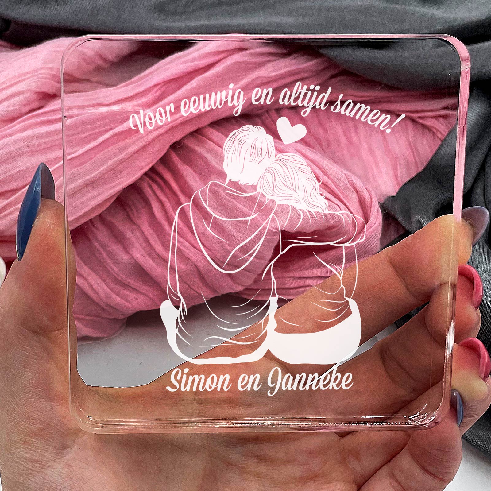 Liefdeskoppel op Plexiglas - Bella Mia