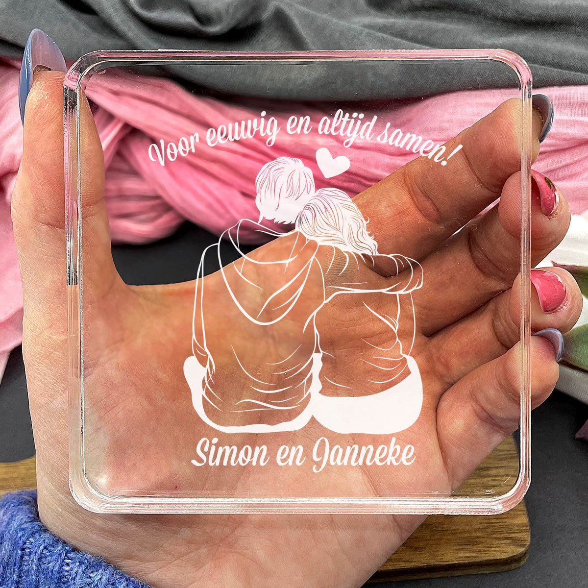 Liefdeskoppel op Plexiglas - Bella Mia