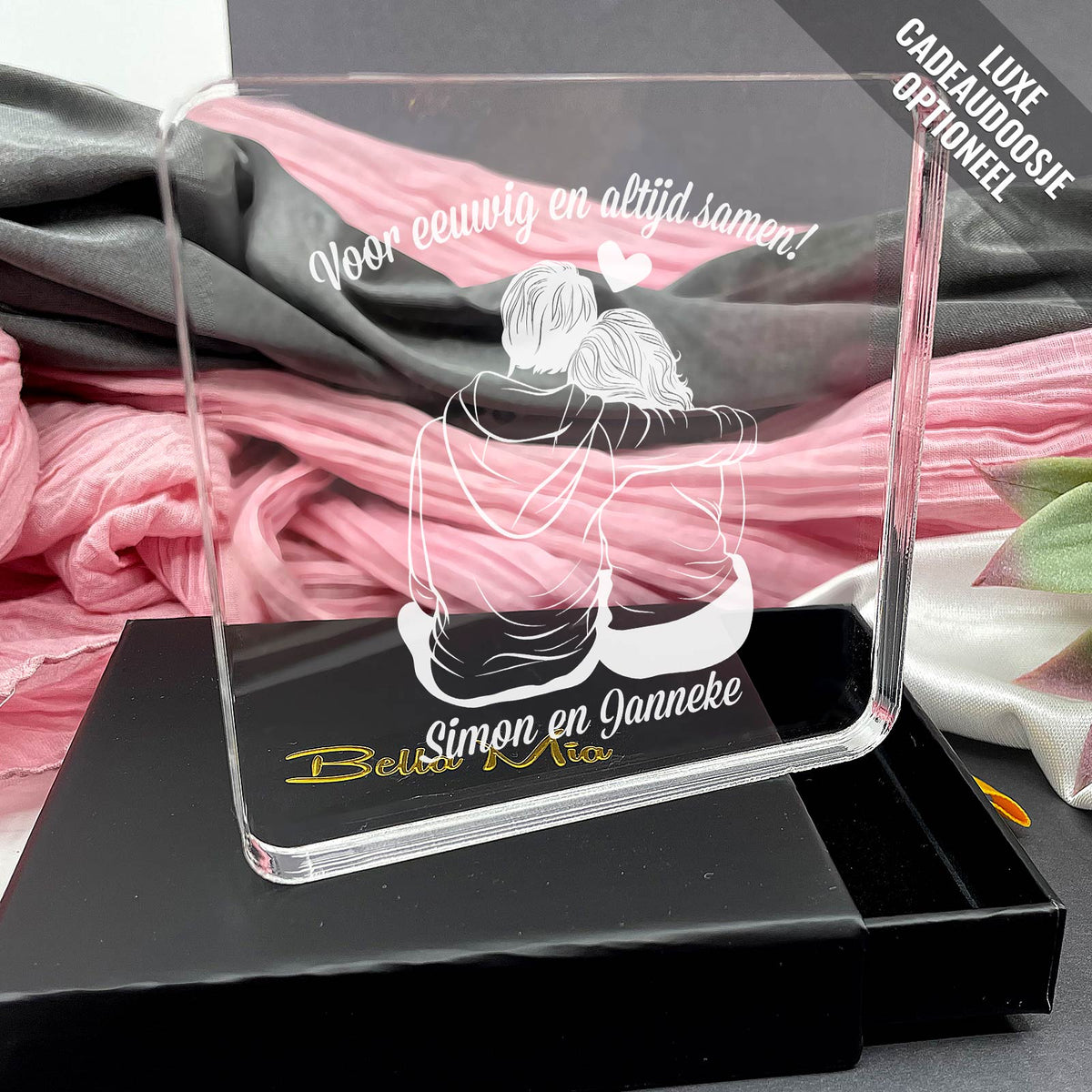 Liefdeskoppel op Plexiglas - Bella Mia