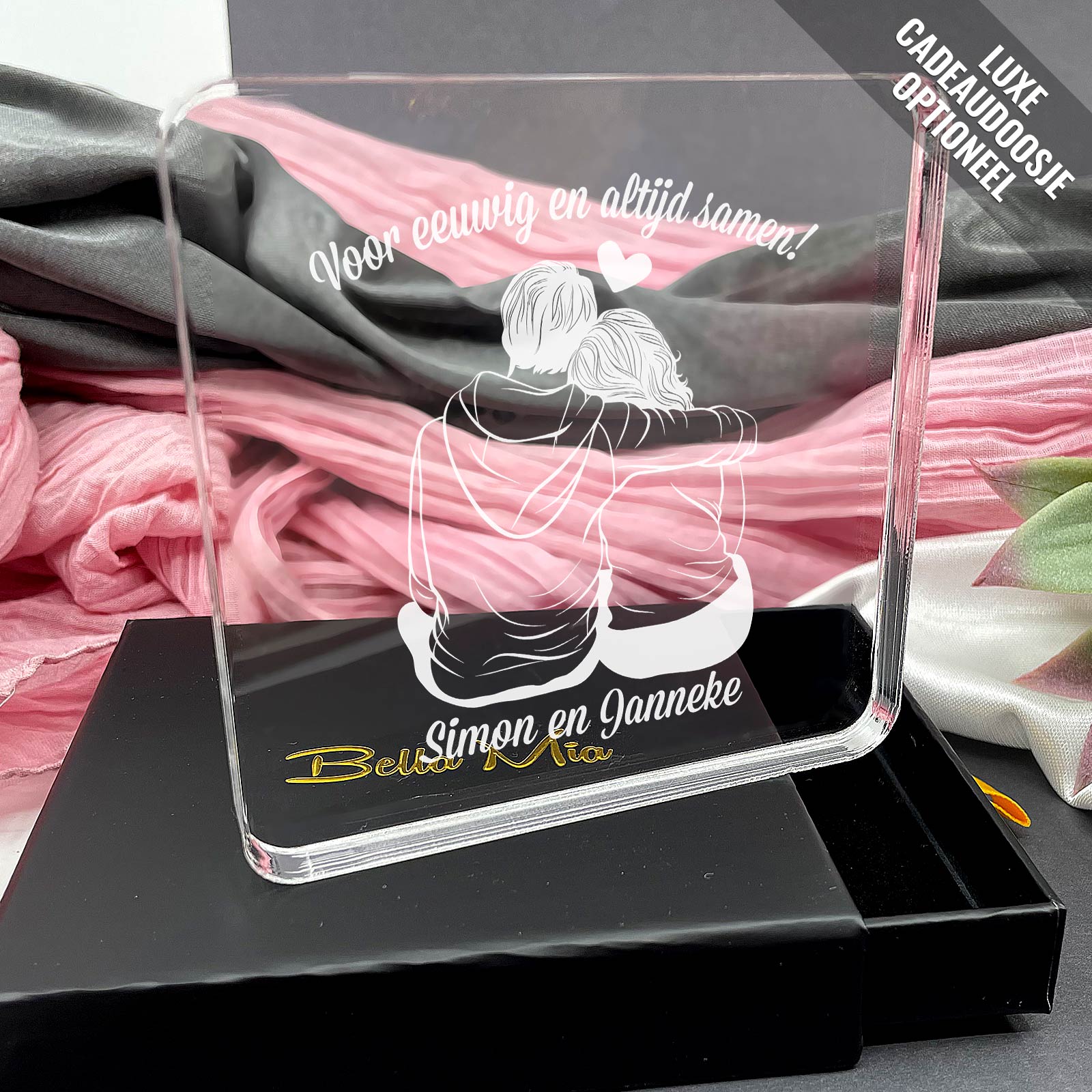 Liefdeskoppel op Plexiglas - Bella Mia