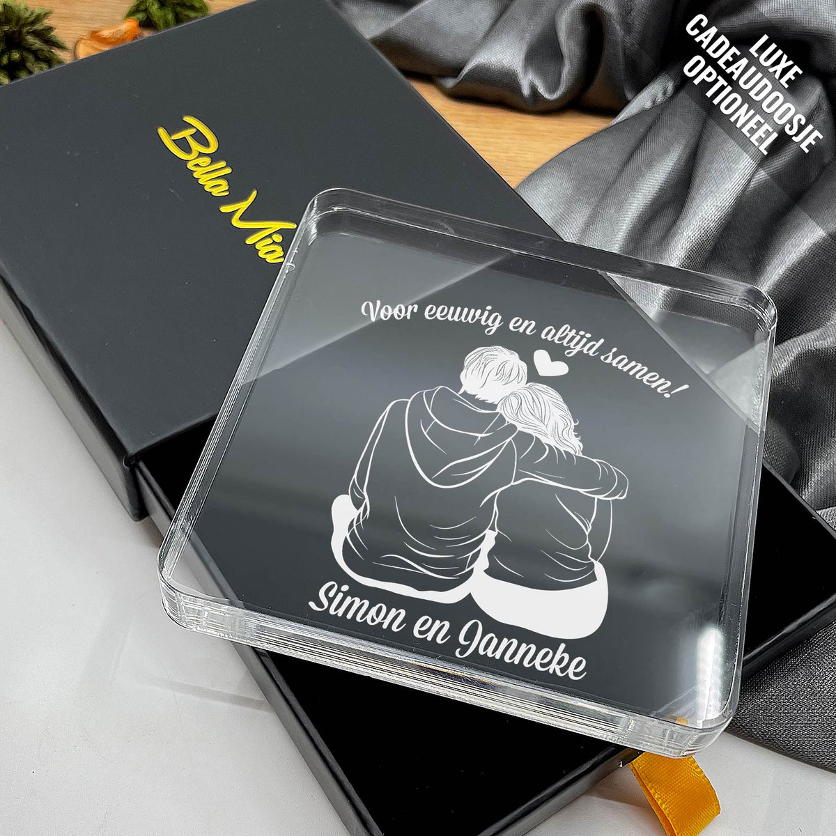 Liefdeskoppel op Plexiglas - Bella Mia