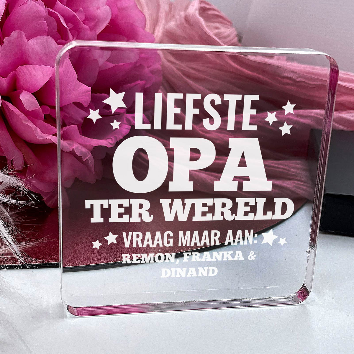 Liefste Opa ter wereld! Plexi Glas Cadeau - Bella Mia