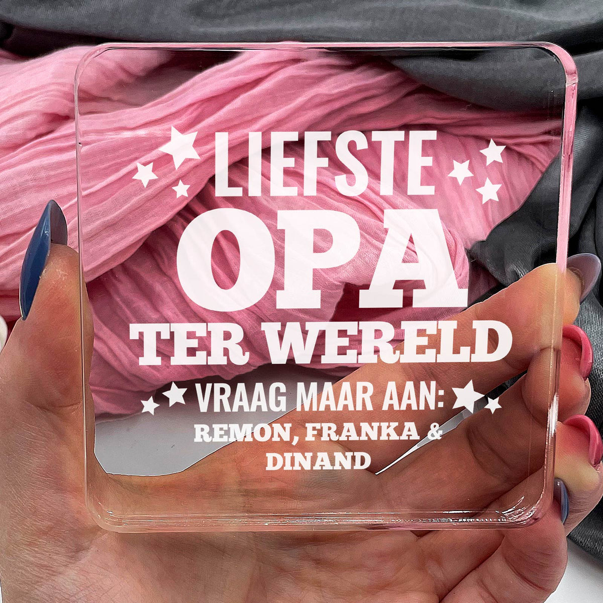 Liefste Opa ter wereld! Plexi Glas Cadeau - Bella Mia