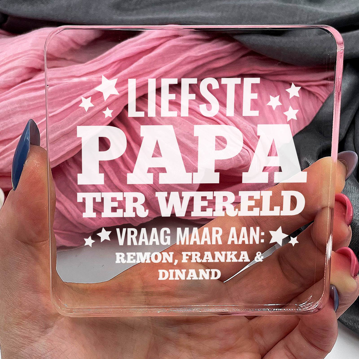 Liefste papa ter wereld! Plexi Glas Cadeau - Bella Mia
