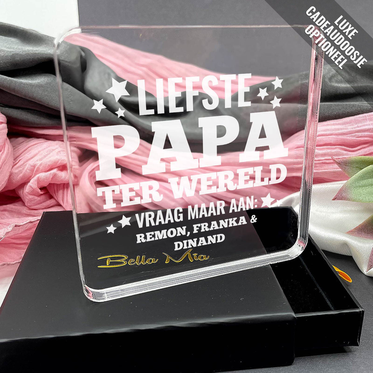 Liefste papa ter wereld! Plexi Glas Cadeau - Bella Mia
