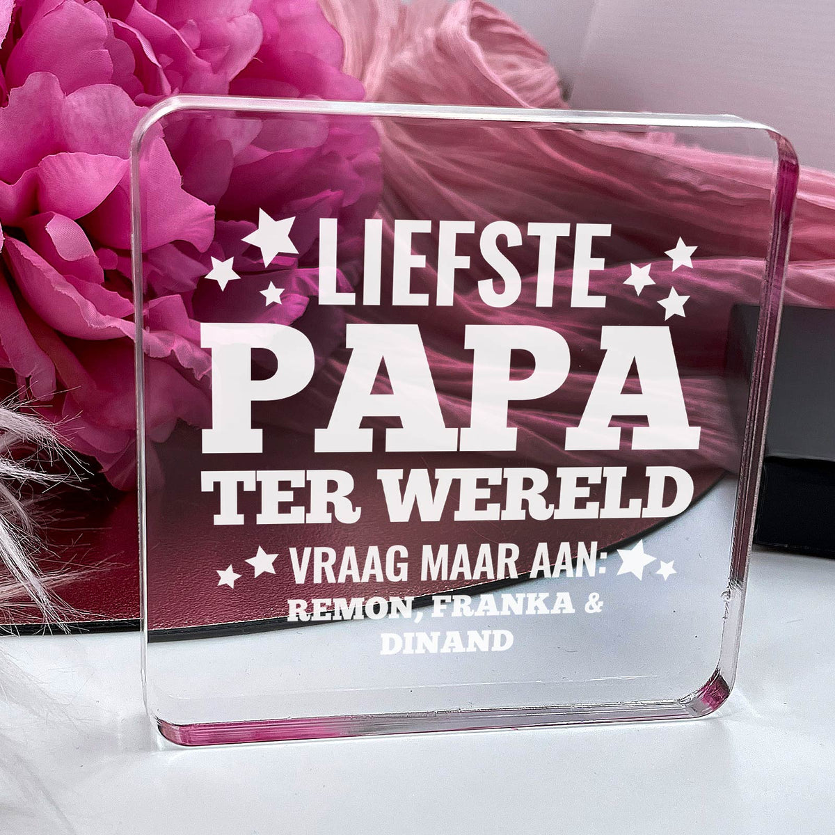 Liefste papa ter wereld! Plexi Glas Cadeau - Bella Mia