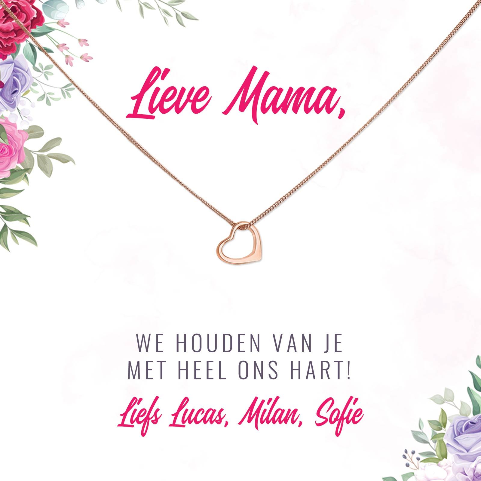 Lieve Mama, We Houden Van Je Met Heel Ons Hart! Ketting - Bella Mia