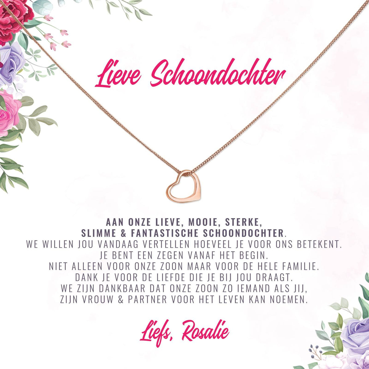 Lieve, Mooie, Slimme, Fantastische Schoondochter Ketting - Bella Mia