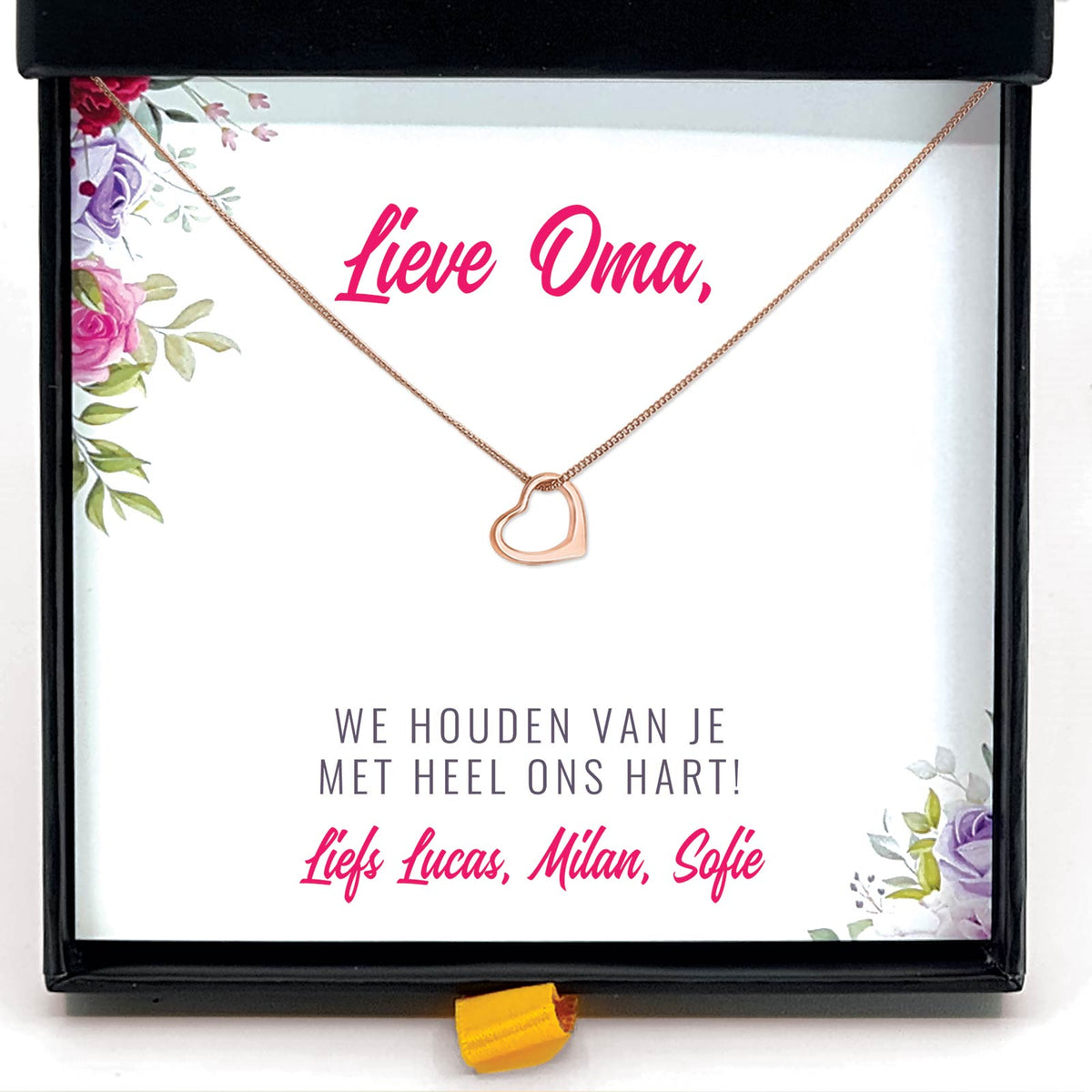 Lieve Oma, We Houden Van Je Met Heel Ons Hart! Ketting - Bella Mia