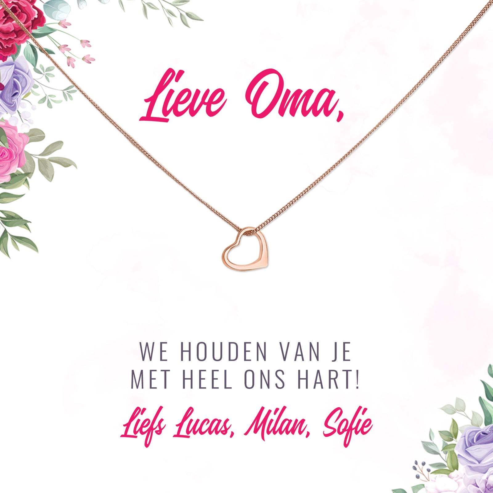 Lieve Oma, We Houden Van Je Met Heel Ons Hart! Ketting - Bella Mia