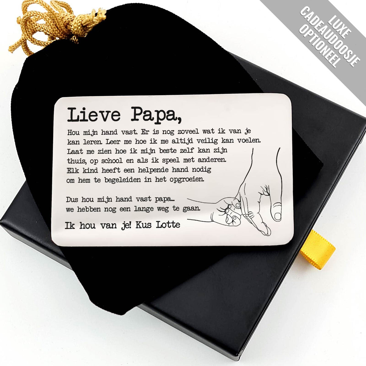 Lieve Papa, Hou Mijn Hand Vast Stalen Kaartje - Bella Mia