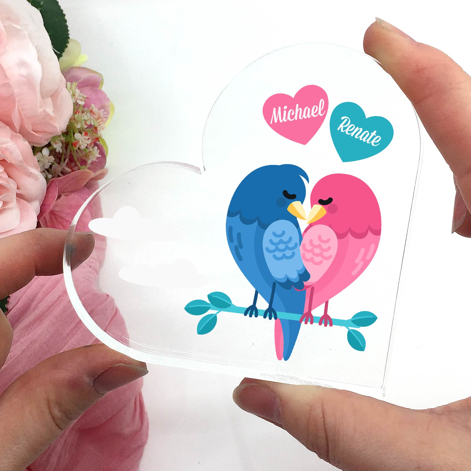 Lovebirds - Plexi Glas Hart - Bella Mia