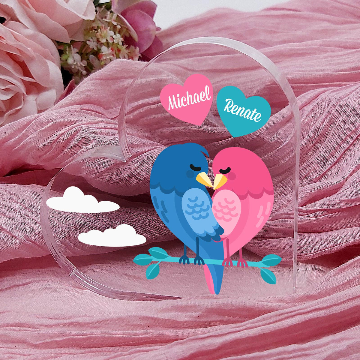 Lovebirds - Plexi Glas Hart - Bella Mia
