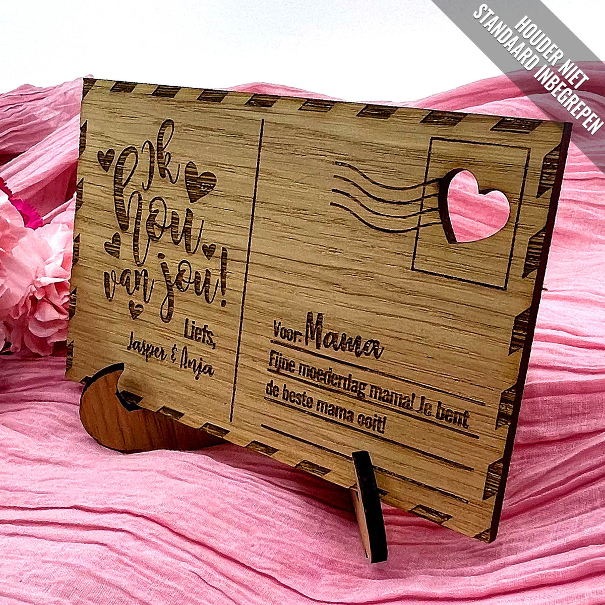 Mama, Ik Hou Van Jou Houten Kaartje - Bella Mia