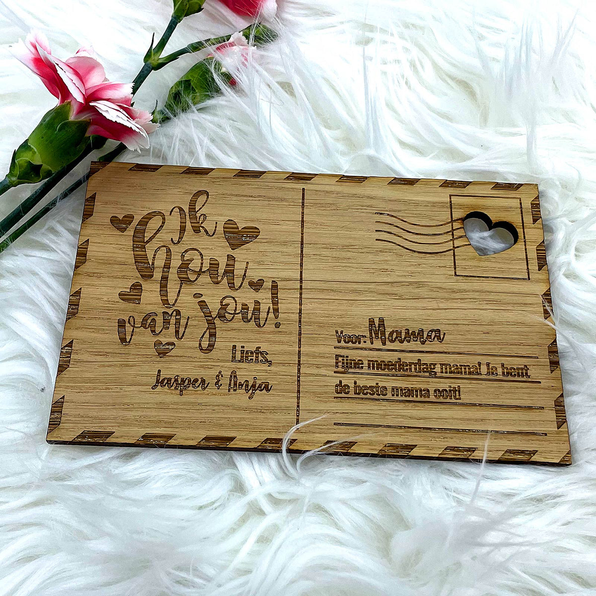 Mama, Ik Hou Van Jou Houten Kaartje - Bella Mia