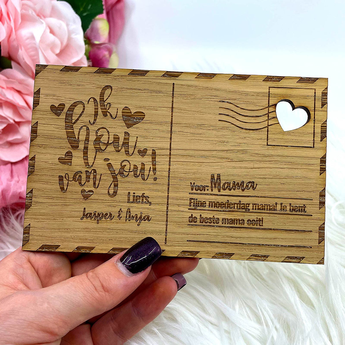 Mama, Ik Hou Van Jou Houten Kaartje - Bella Mia