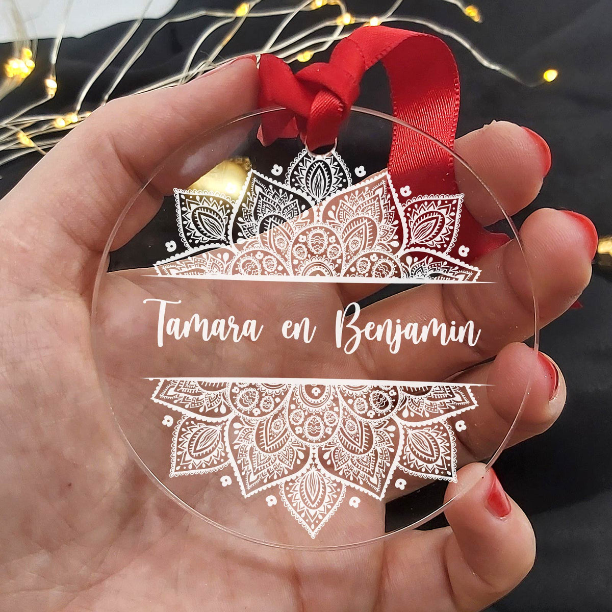 Mandala Plexiglas Kerstballen met Eigen Namen - Bella Mia