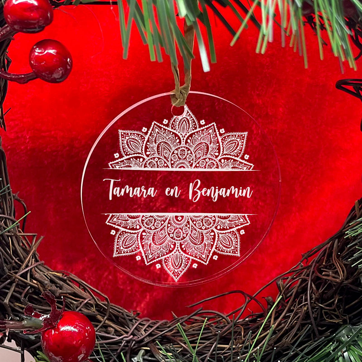 Mandala Plexiglas Kerstballen met Eigen Namen - Bella Mia