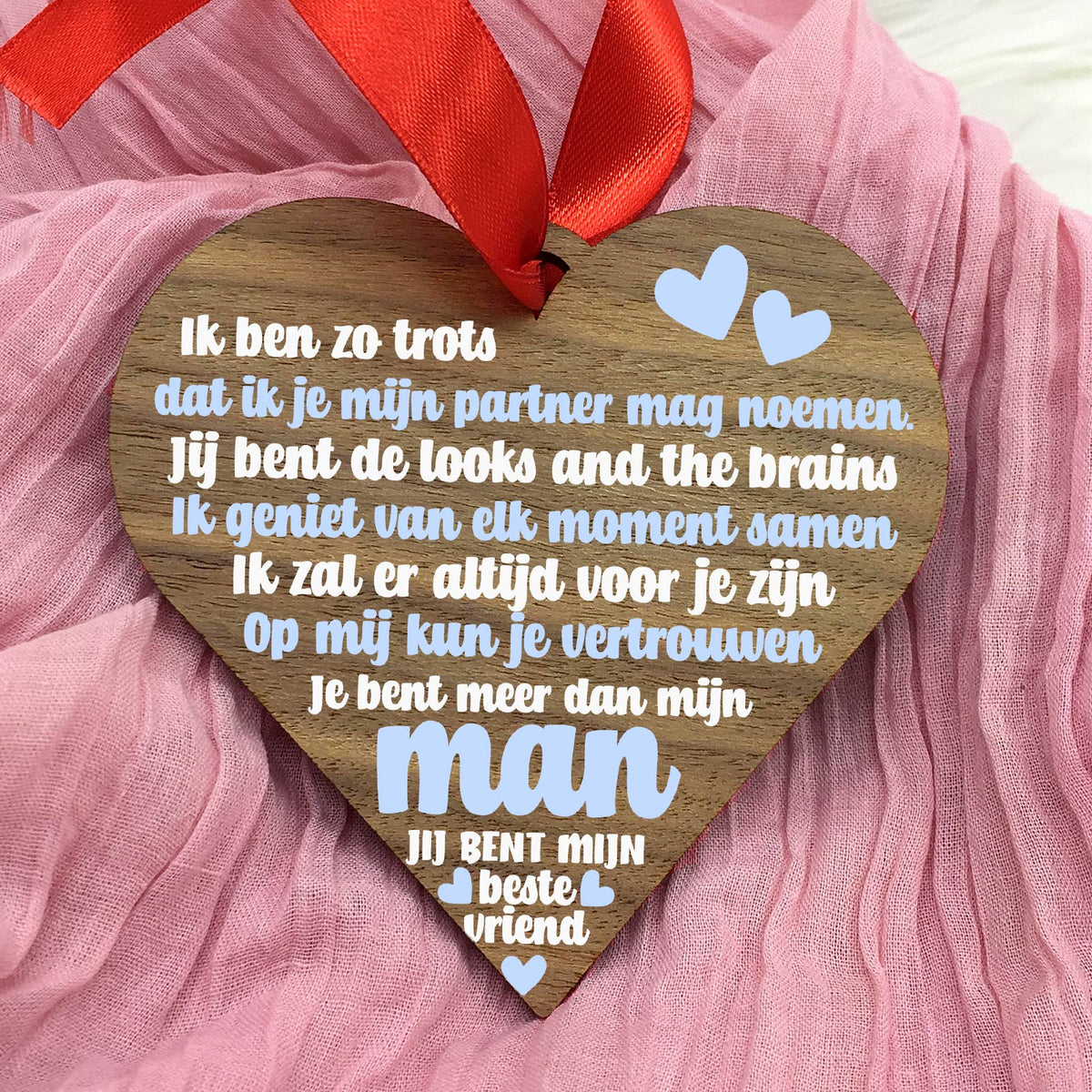 Meer dan mijn vriend/vriendin - Hart van walnoot hout - Bella Mia