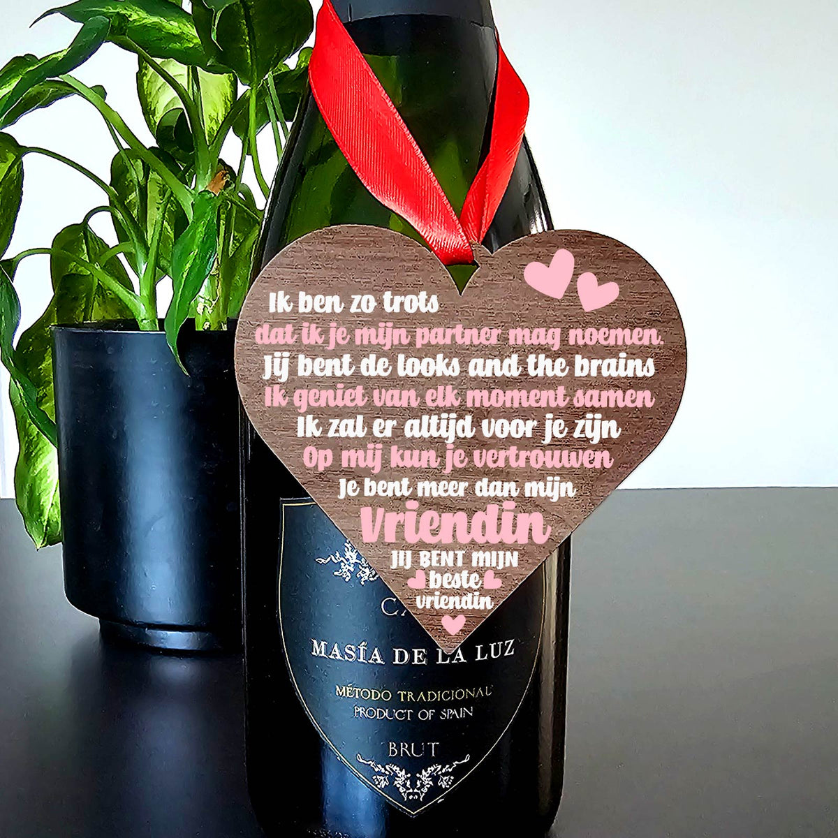 Meer dan mijn vriend/vriendin - Hart van walnoot hout - Bella Mia