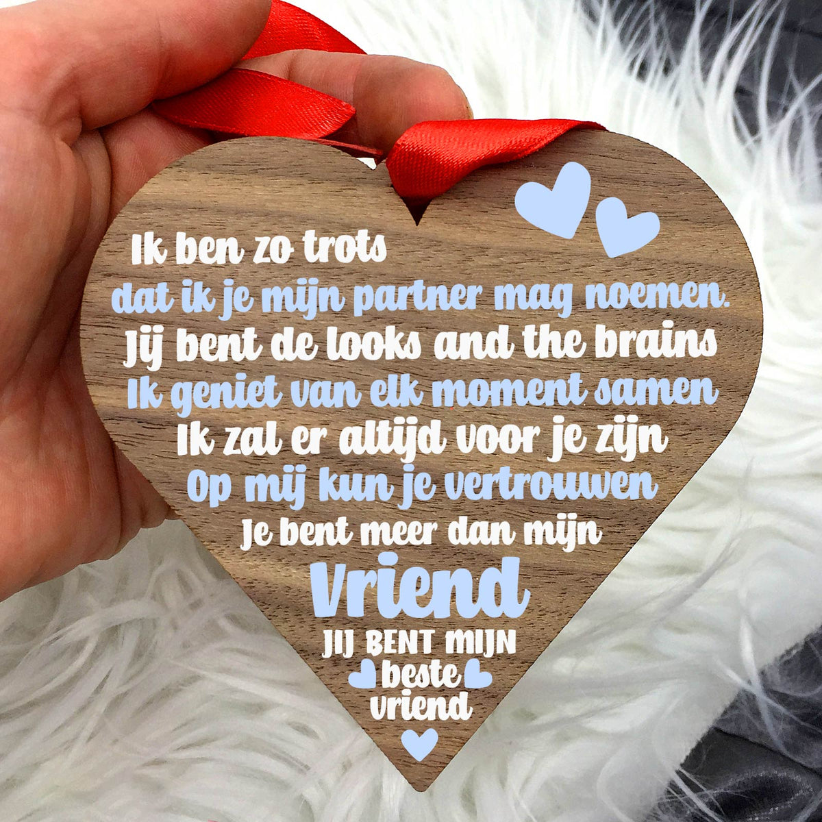 Meer dan mijn vriend/vriendin - Hart van walnoot hout - Bella Mia