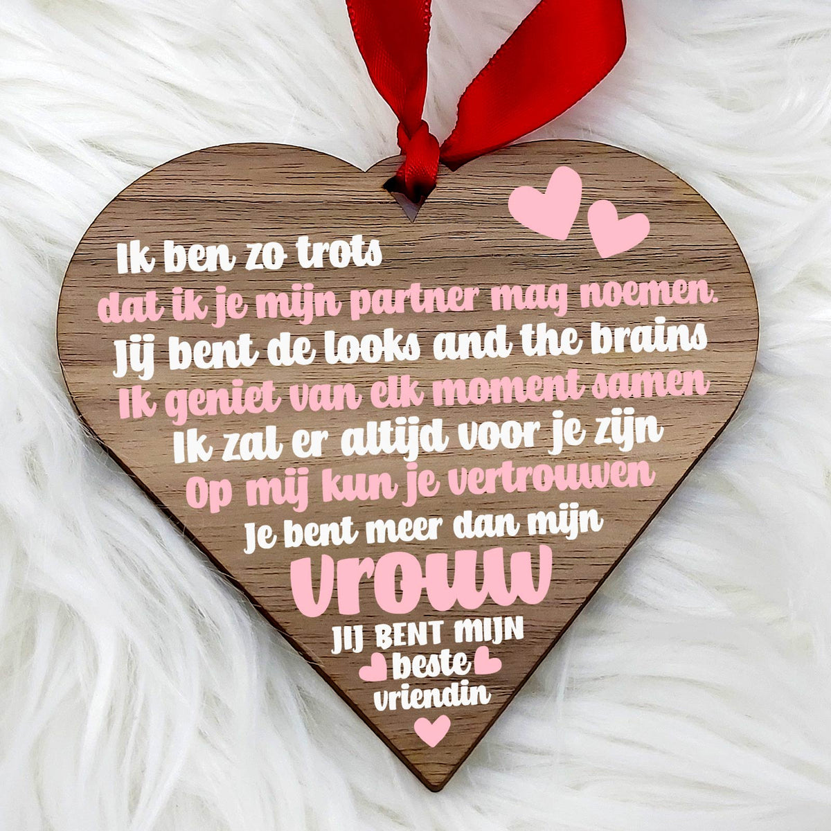 Meer dan mijn vriend/vriendin - Hart van walnoot hout - Bella Mia