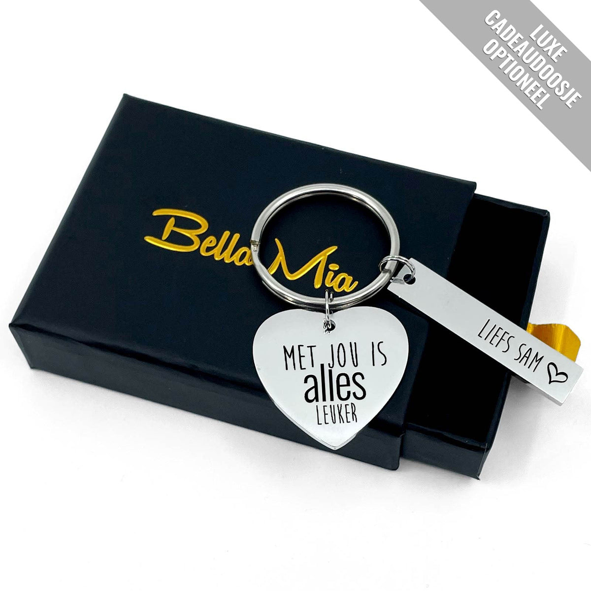 Met Jou Is Alles Leuker - Hart Sleutelhanger - Bella Mia