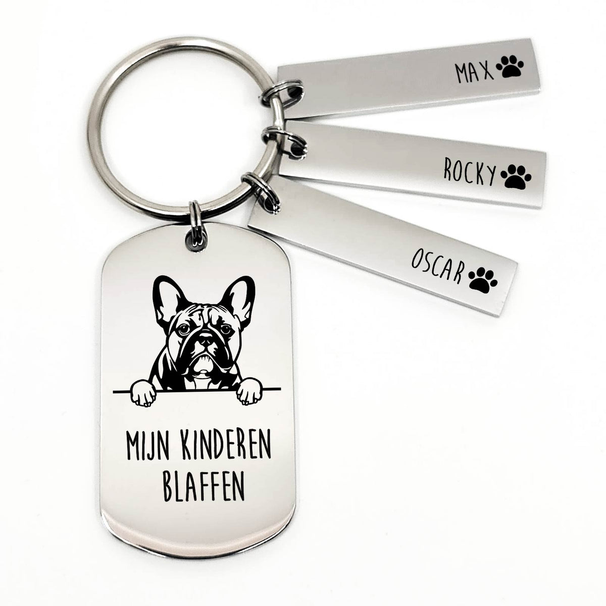 Mijn Kinderen Blaffen - Franse Bulldog - Sleutelhanger - Bella Mia