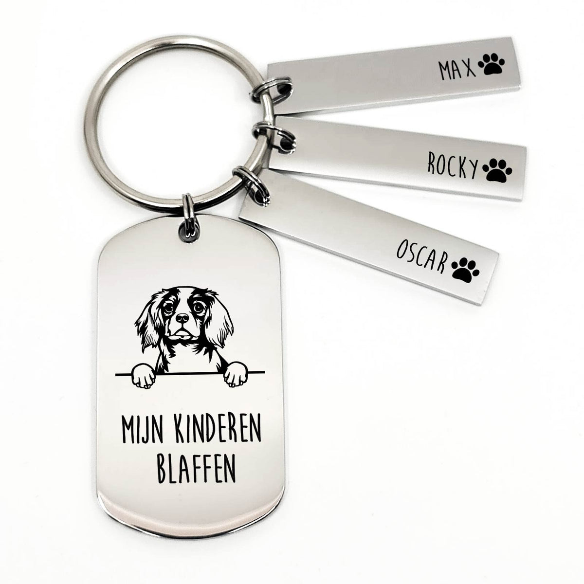 Mijn Kinderen Blaffen - King Charles Spaniel - Sleutelhanger - Bella Mia