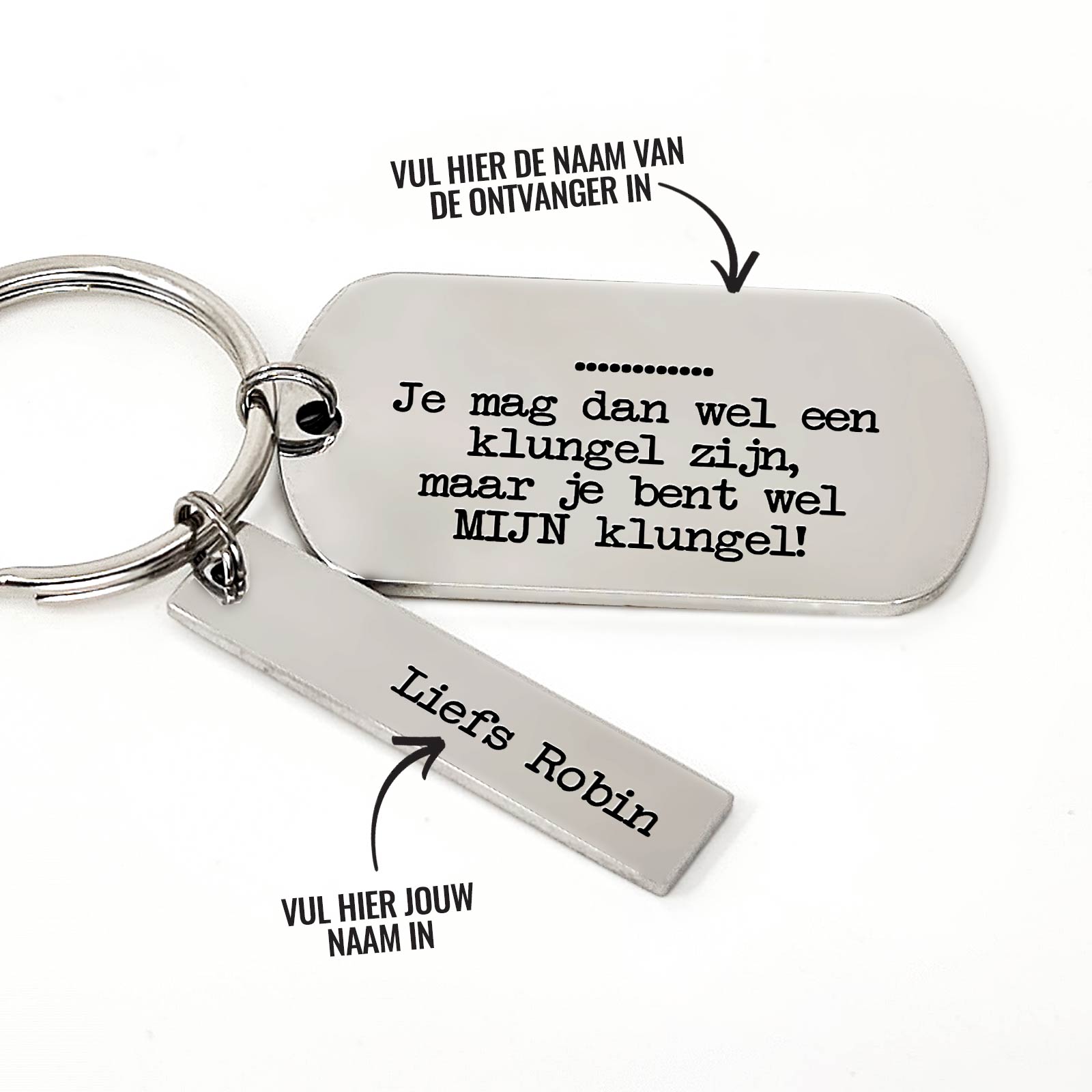 Mijn Klungel + Naam Sleutelhanger - Bella Mia