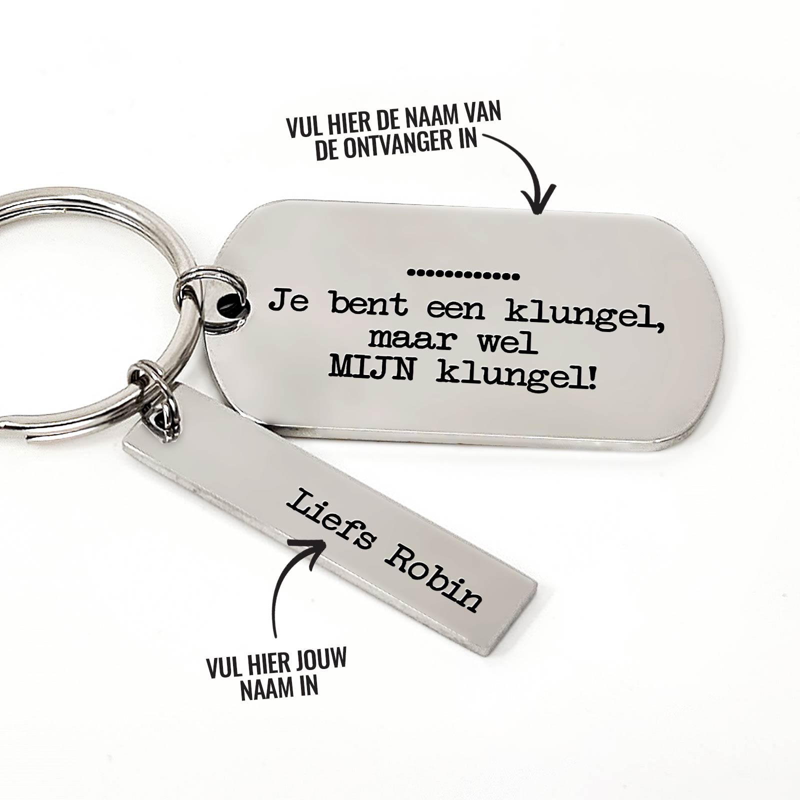 Mijn Klungel + Naam Sleutelhanger - Bella Mia
