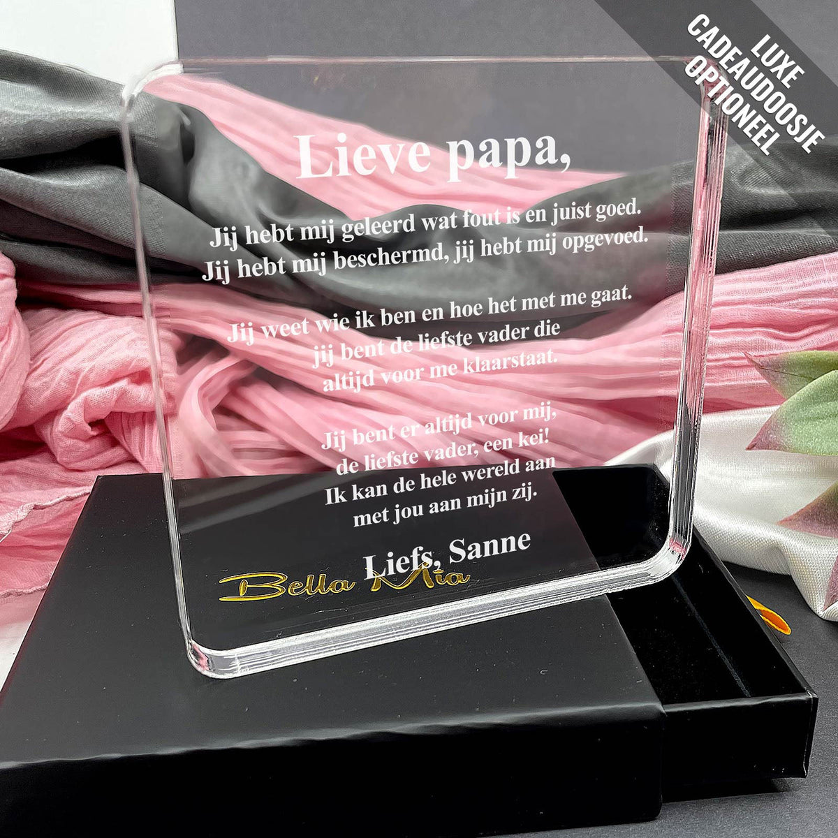 Mijn Papa Heeft Mij Alles Geleerd Plexi Glas Cadeau - Bella Mia