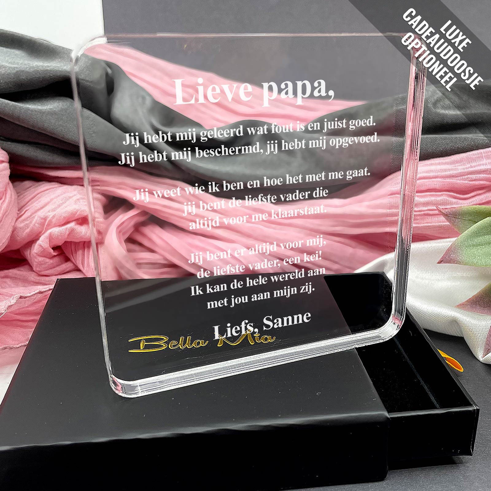 Mijn Papa Heeft Mij Alles Geleerd Plexi Glas Cadeau - Bella Mia