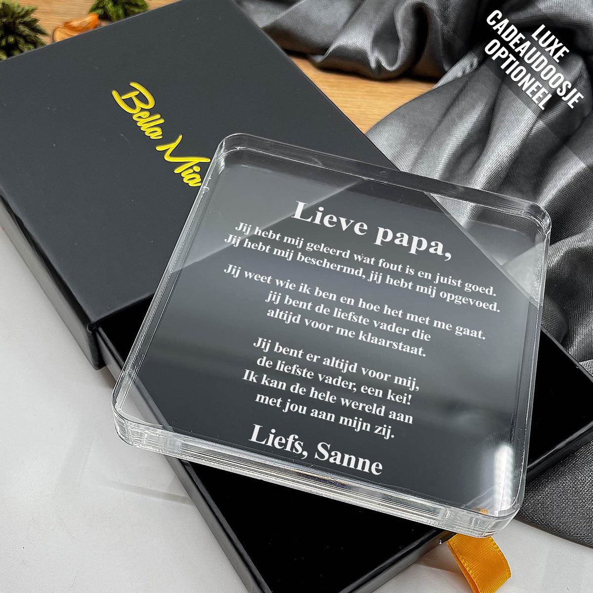 Mijn Papa Heeft Mij Alles Geleerd Plexi Glas Cadeau - Bella Mia