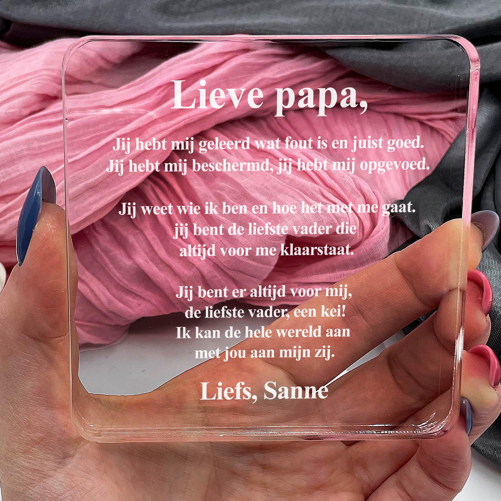 Mijn Papa Heeft Mij Alles Geleerd Plexi Glas Cadeau - Bella Mia