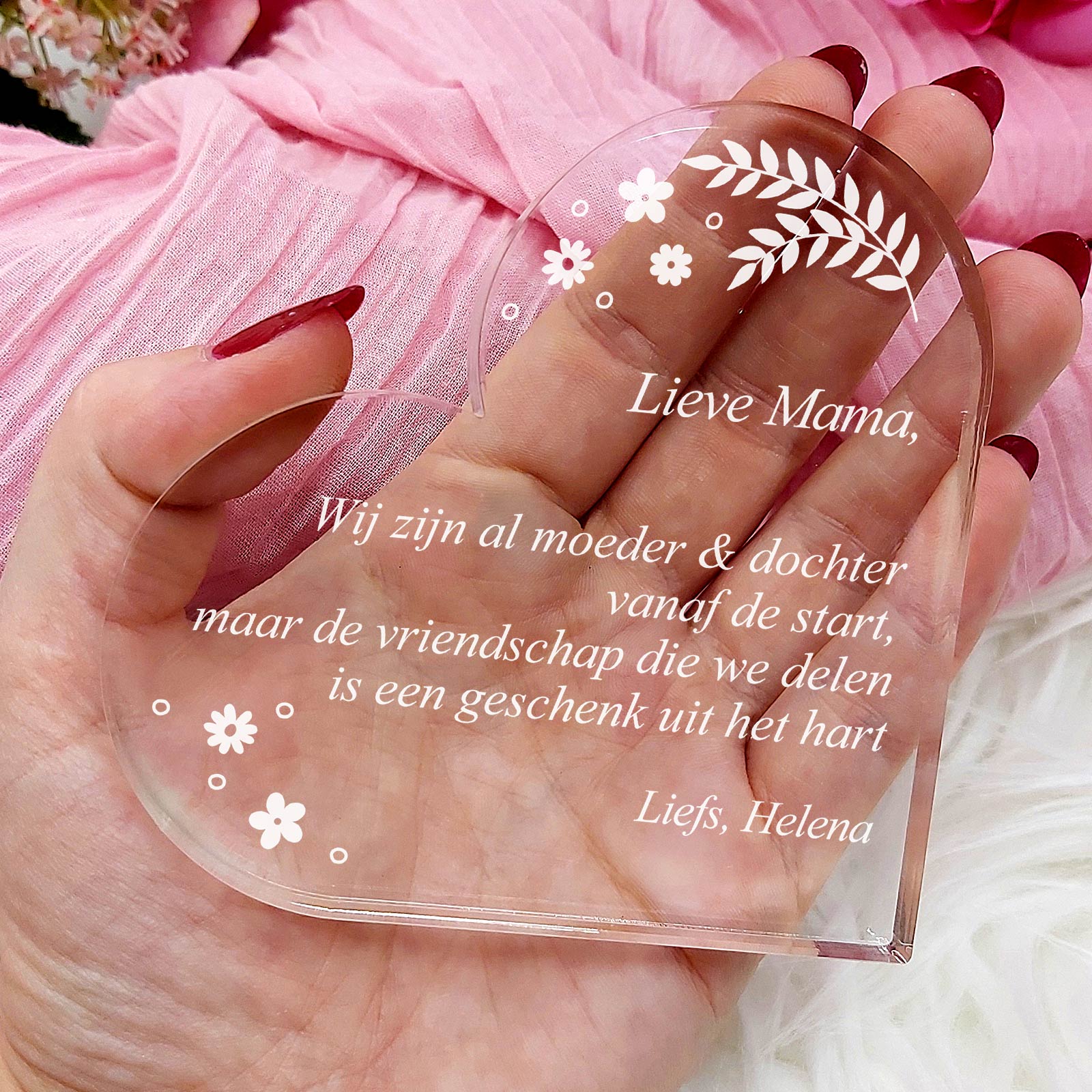 Moeder en Dochter Vriendschap Hart Van Plexi Glas - Bella Mia