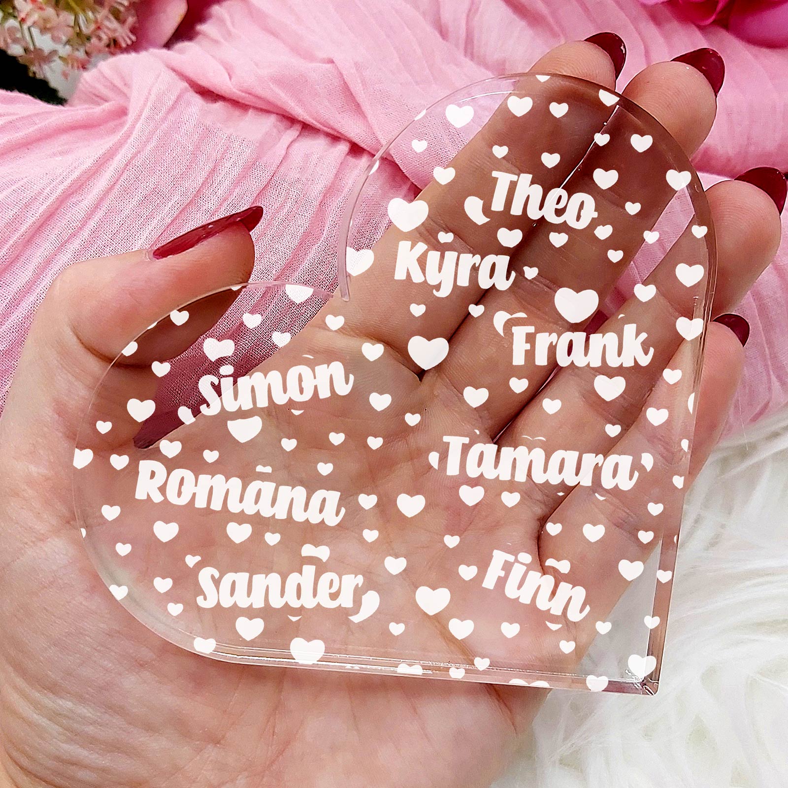 Namen van de kids Hart van Plexi Glas - Bella Mia