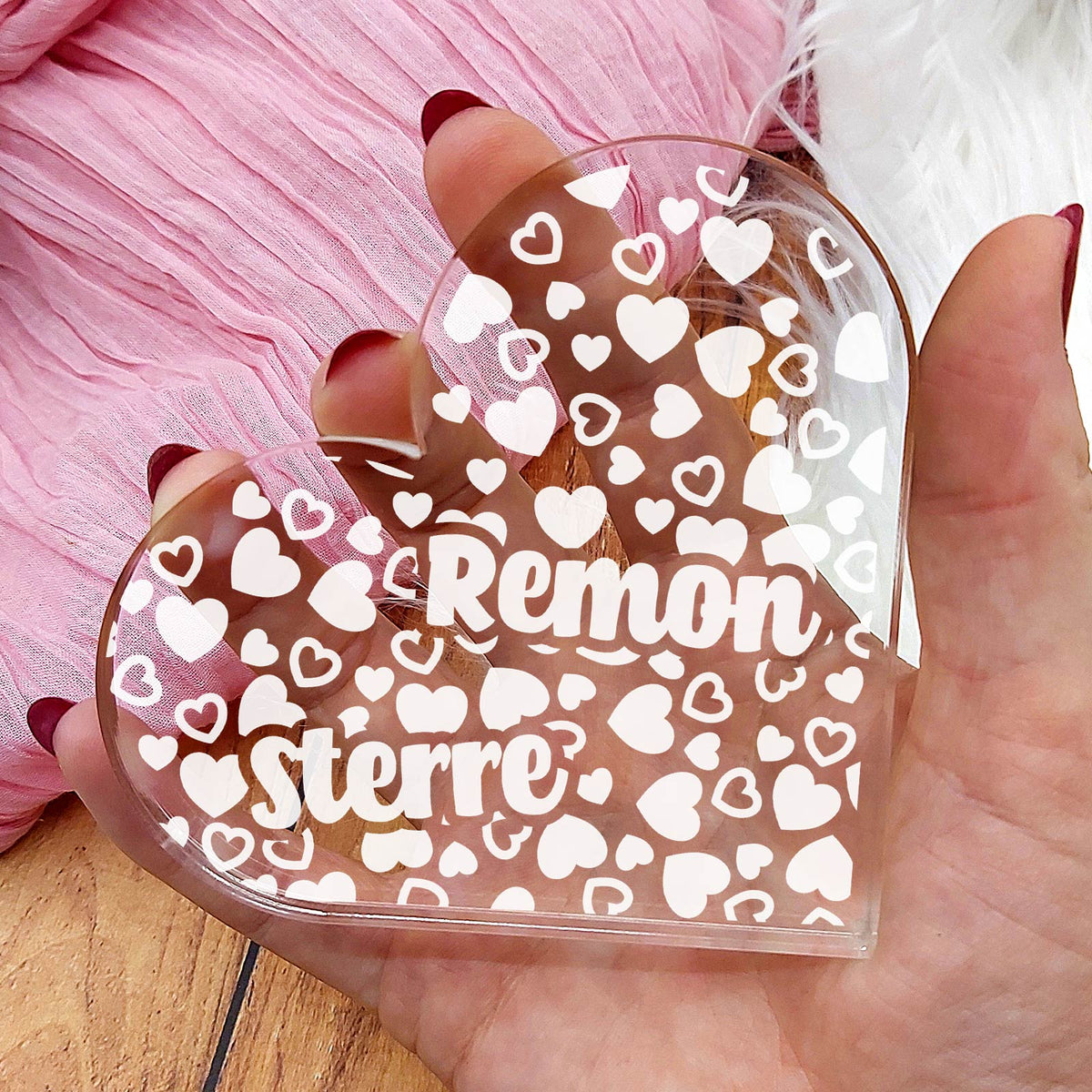 Namen van de kinderen Hart van Plexi Glas - Bella Mia