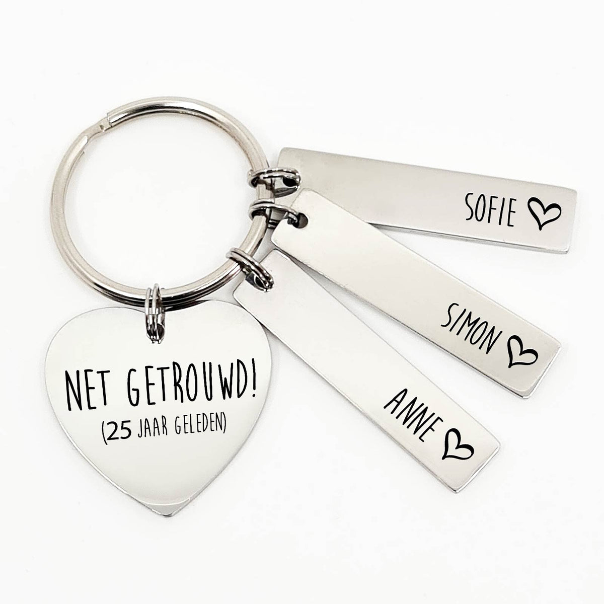 Net Getrouwd 25 Jaar Geleden - Hart Sleutelhanger - Bella Mia