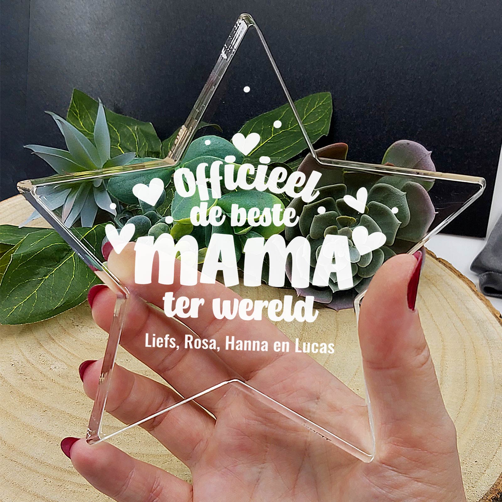 Officieel De Beste Mama Ter Wereld Plexiglas Ster - Bella Mia