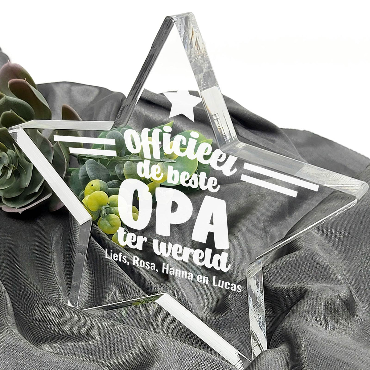 Officieel De Beste Opa Ter Wereld Plexiglas Ster - Bella Mia