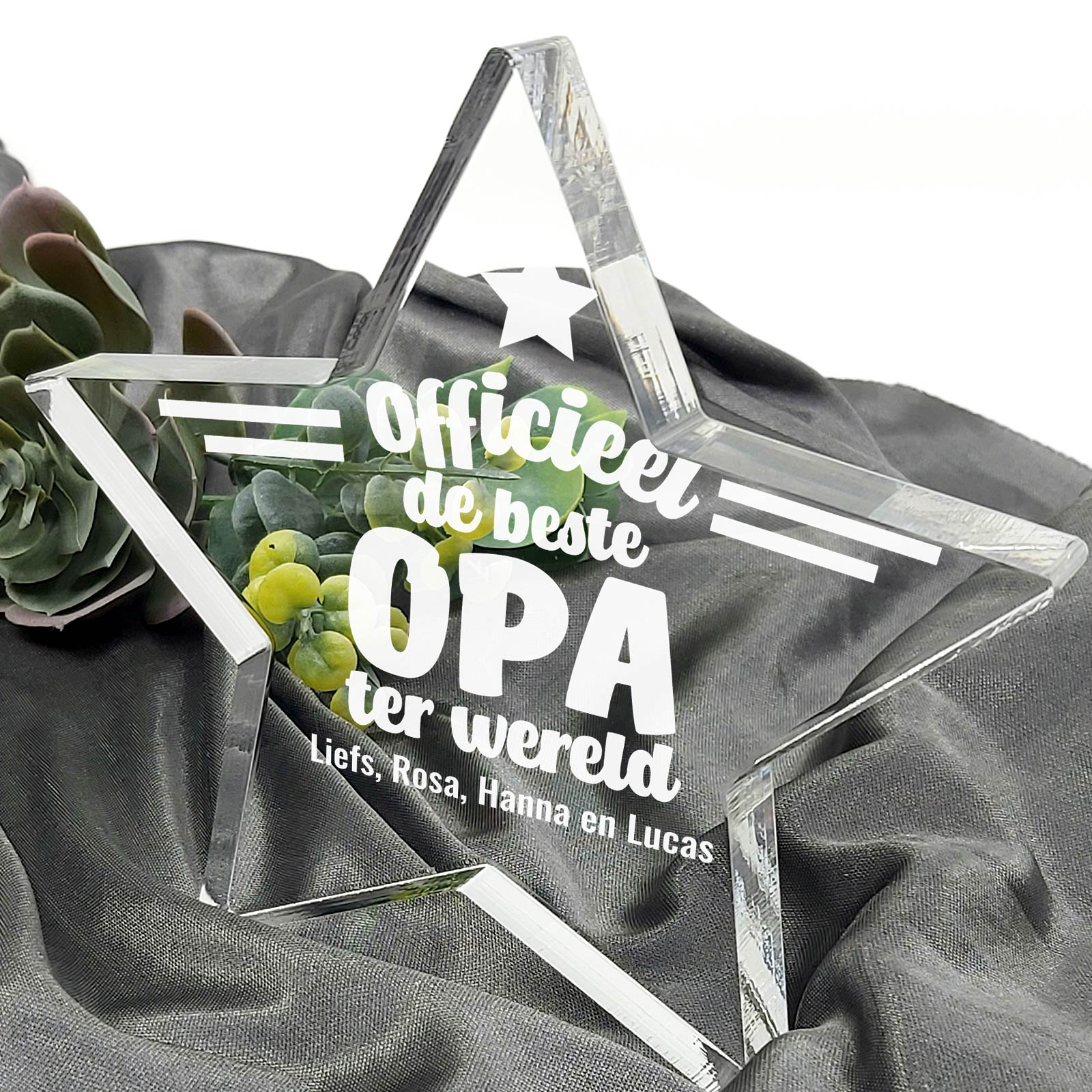 Officieel De Beste Opa Ter Wereld Plexiglas Ster - Bella Mia