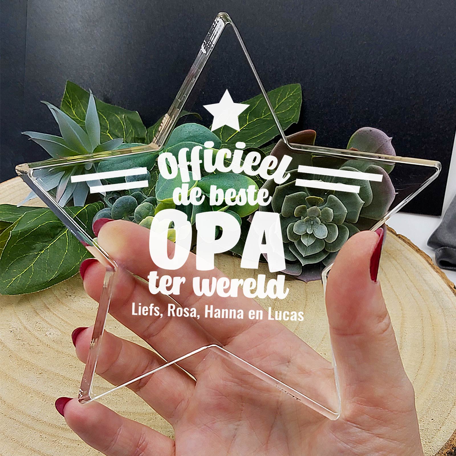 Officieel De Beste Opa Ter Wereld Plexiglas Ster - Bella Mia