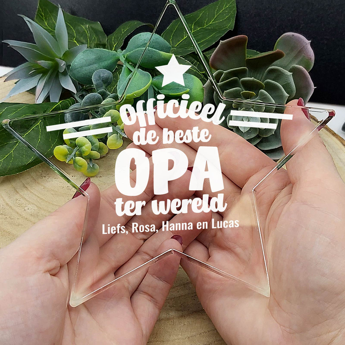 Officieel De Beste Opa Ter Wereld Plexiglas Ster - Bella Mia