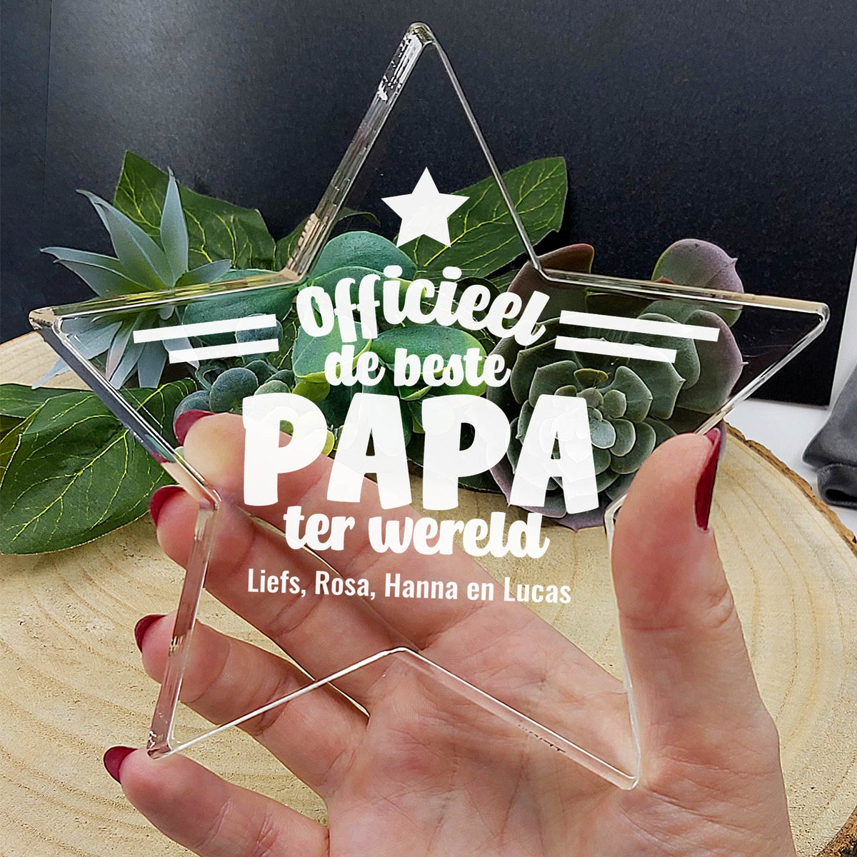Officieel De Beste Papa Ter Wereld Plexiglas Ster - Bella Mia